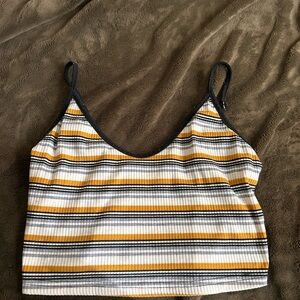 SHEIN Yellow and Black Striped Crop Top